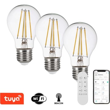 Immax NEO 07806CDO - КОМПЛЕКТ 3x димируеми LED CCT крушки E27/7,3W/230V Tuya Wi-Fi + дистанционно управление
