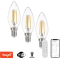 Immax NEO 07807CDO - КОМПЛЕКТ 3x димируеми LED крушки CCT E14/4W/230V Tuya Wi‑Fi + дистанционно управление