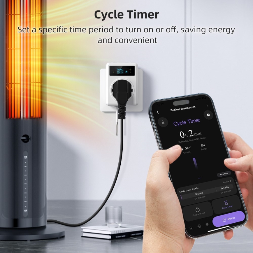 Immax NEO 07811L - Умен контакт с термометър F 3680W Wi-Fi