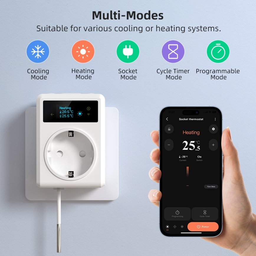 Immax NEO 07811L - Умен контакт с термометър F 3680W Wi-Fi
