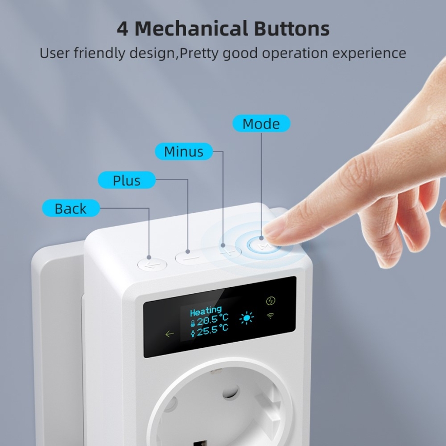 Immax NEO 07811L - Умен контакт с термометър F 3680W Wi-Fi