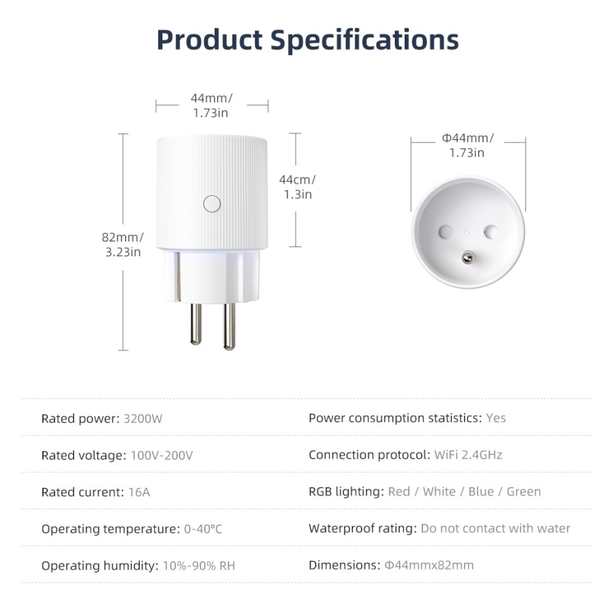 Immax NEO 07812L - Умен контакт E 3500W Tuya Wi-Fi