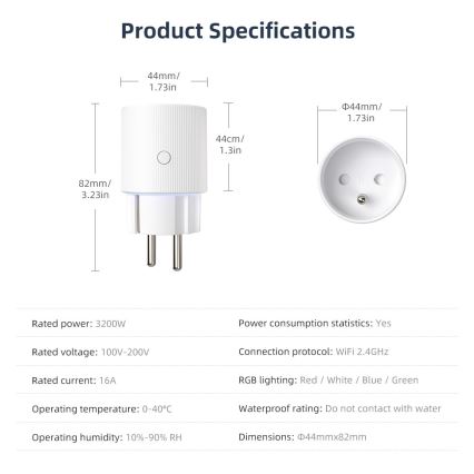 Immax NEO 07812L - Умна розетка E 3500W Wi-Fi