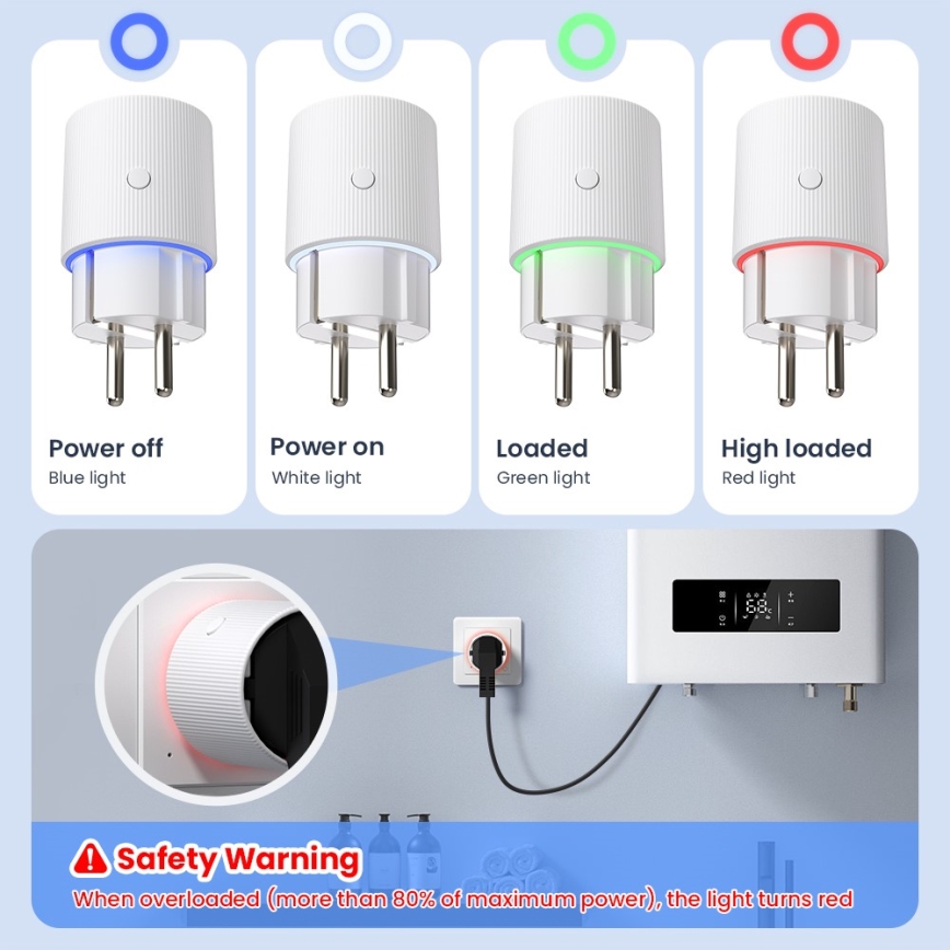 Immax NEO 07813L - Умен контакт тип F 3500W Tuya Wi-Fi