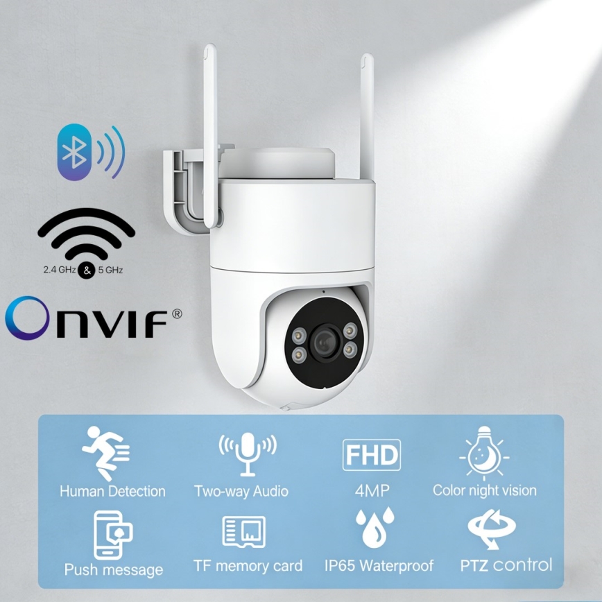 Immax NEO 07819L - Интелигентна външна камера с 4 MP сензор, 5V захранване, IP65 защита, Tuya Wi‑Fi