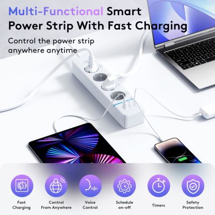 Immax NEO 07821L - Умен удължител NEO LITE 4x AC + 1x USB + 2x USB-C Tuya Wi-Fi