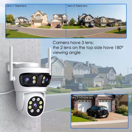 Immax NEO 07823L - Умна външна камера с три сензора 2MP+2MP+2MP 5V Wi-Fi