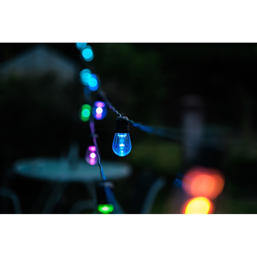 LED RGB+CCT Димируем екстериорен верига ГИРЛЯНДА 15xLED/1W/230V 15m Wi-Fi Tuya IP65 + дистанционно управление