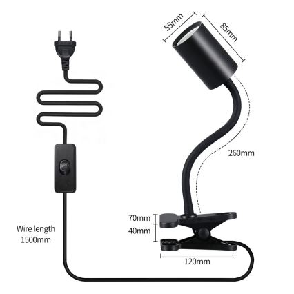 Immax NEO 08293L - Гъвкава лампа с щипка PUNTO 1xGU10/9W/230V черна