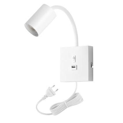 Immax NEO 08296L - Настенна лампа с USB порт PUNTO 1xGU10/9W/230V бяла