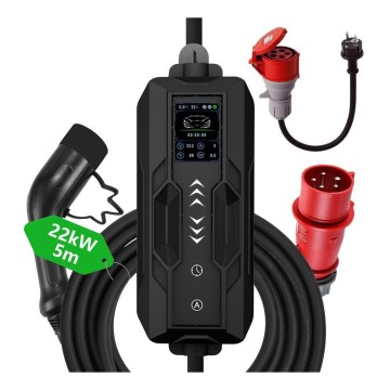 Immax - Пътническа станция за зареждане на електрически автомобили AC Type 2 32A/380V 22kW + щепсел 230V 5 м Wi-Fi Tuya