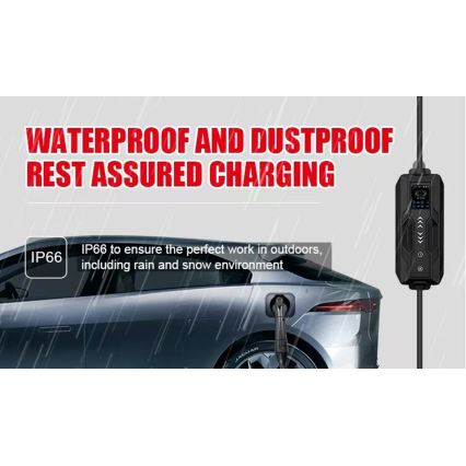 Immax - Преносима зарядна станция за електромобили EV AC Type 2 16A/380V 11kW + щепсел 230V, 3,7kW 5м + калъф