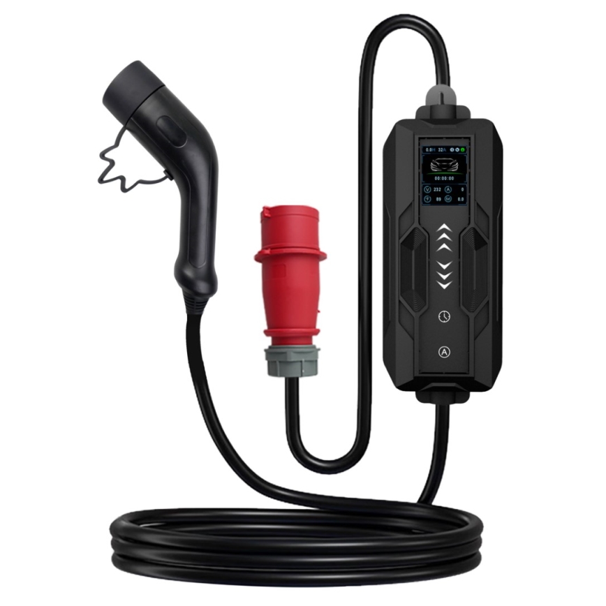 Immax - Преносима зарядна станция за електромобили EV AC Type 2 16A/380V 11kW + щепсел 230V, 3,7kW 5м + калъф