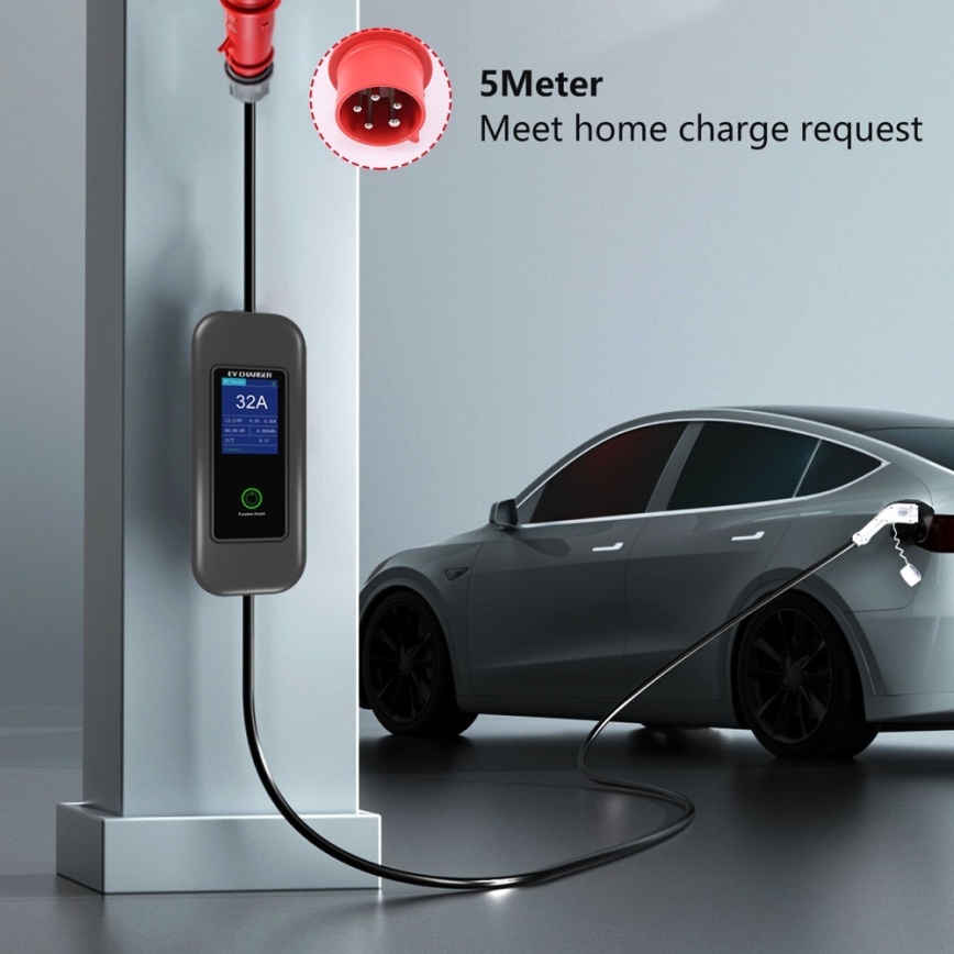 Immax - Преносима зарядна станция за електромобили EV AC Type 2 32A/380V 22kW + щепсел 230V 5м Wi-Fi Tuya