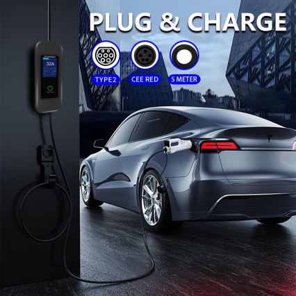Immax - Преносима зарядна станция за електромобили EV AC Type 2 32A/380V 22kW + щепсел 230V 5м Wi-Fi Tuya