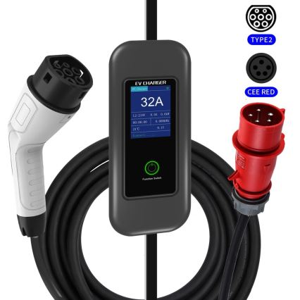 Immax - Преносима зарядна станция за електромобили EV AC Type 2 32A/380V 22kW + щепсел 230V 5м Wi-Fi Tuya