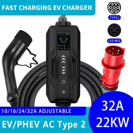 Immax - Преносима зарядна станция за електромобили EV AC Type 2 32A/380V 22kW 5м + калъф