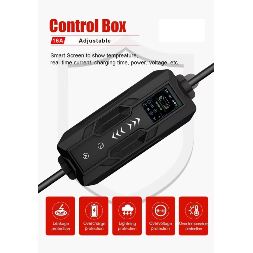 Immax - EV зарядна станция за електромобили AC Type 2 16A/380V + щепсел 230V, 3,7kW 5m Tuya
