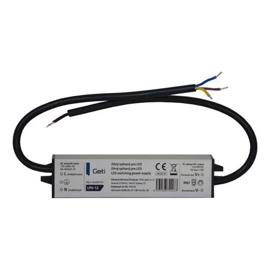 Импулсно захранване за LED ленти 12W/12V IP67