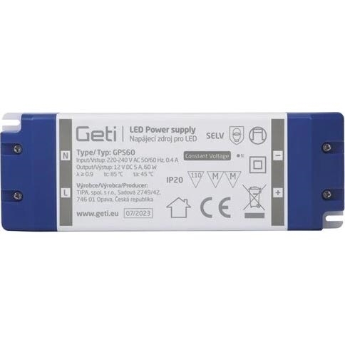 Импулсно захранване за LED ленти 60W/12V IP20