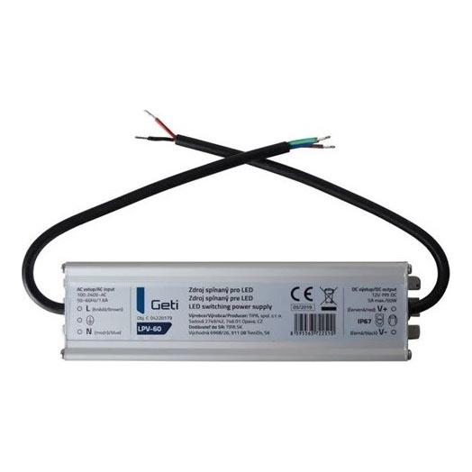 Импулсно захранване за LED ленти 60W/12V IP67