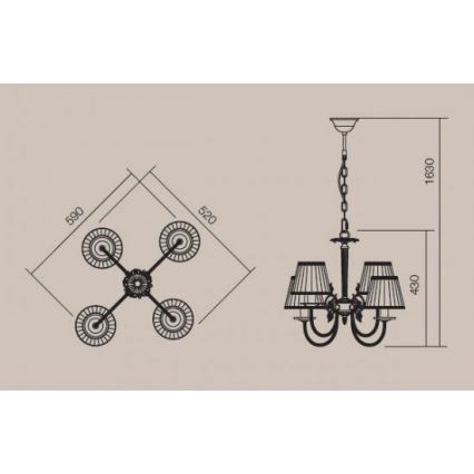 Incanti 02-657 - Пендел ILARIA 4xE14/28W/230V