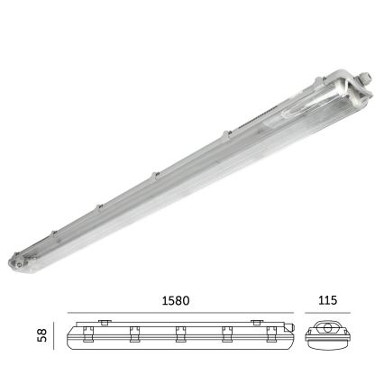Индустриална флуоресцентна лампа 2xG13/22W/230V IP65