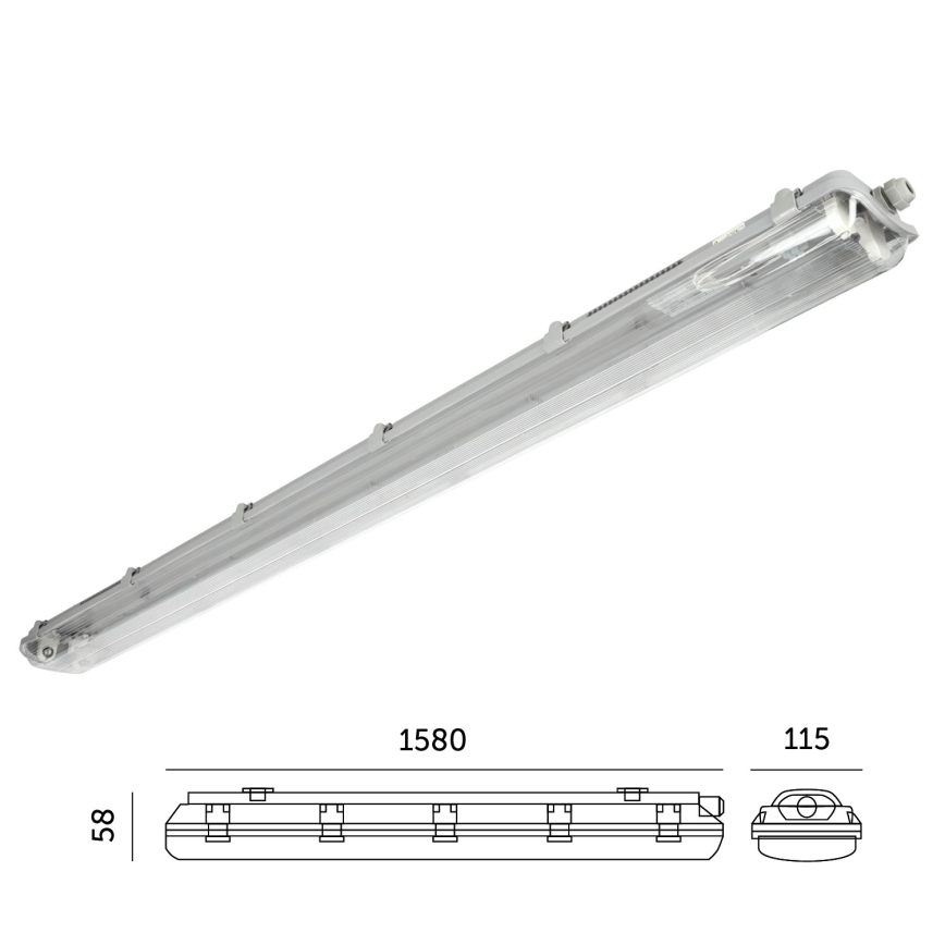 Индустриална флуоресцентна лампа 2xG13/22W/230V IP65