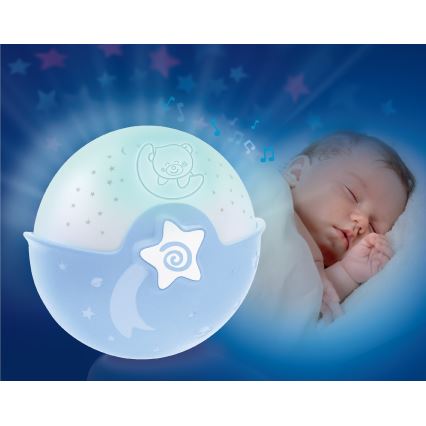 Infantino - Детска малка лампа с проектор 3xAA син