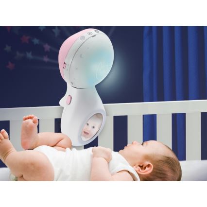 Infantino - Музикална въртележка за креватче и проектор 3в1 3xAAA розов