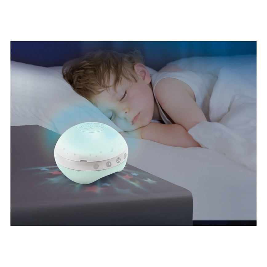 Infantino - Музикална въртележка за креватче и проектор 3в1 3xAAA зелен