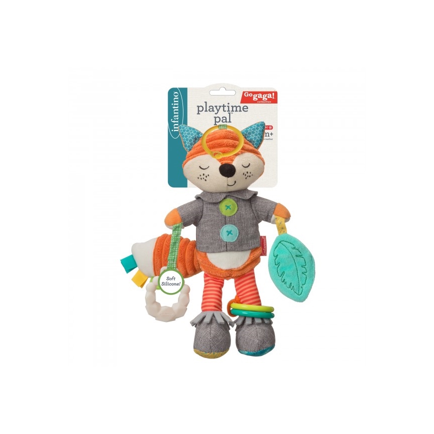 Infantino - Плюшена играчка с гризалки 30 см мъжка лисица