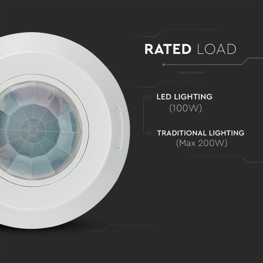 Инфрачервен сензор за движение 360° 200W/230V бял