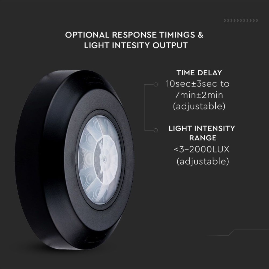 Инфрачервен сензор за движение 360° 200W/230V черен