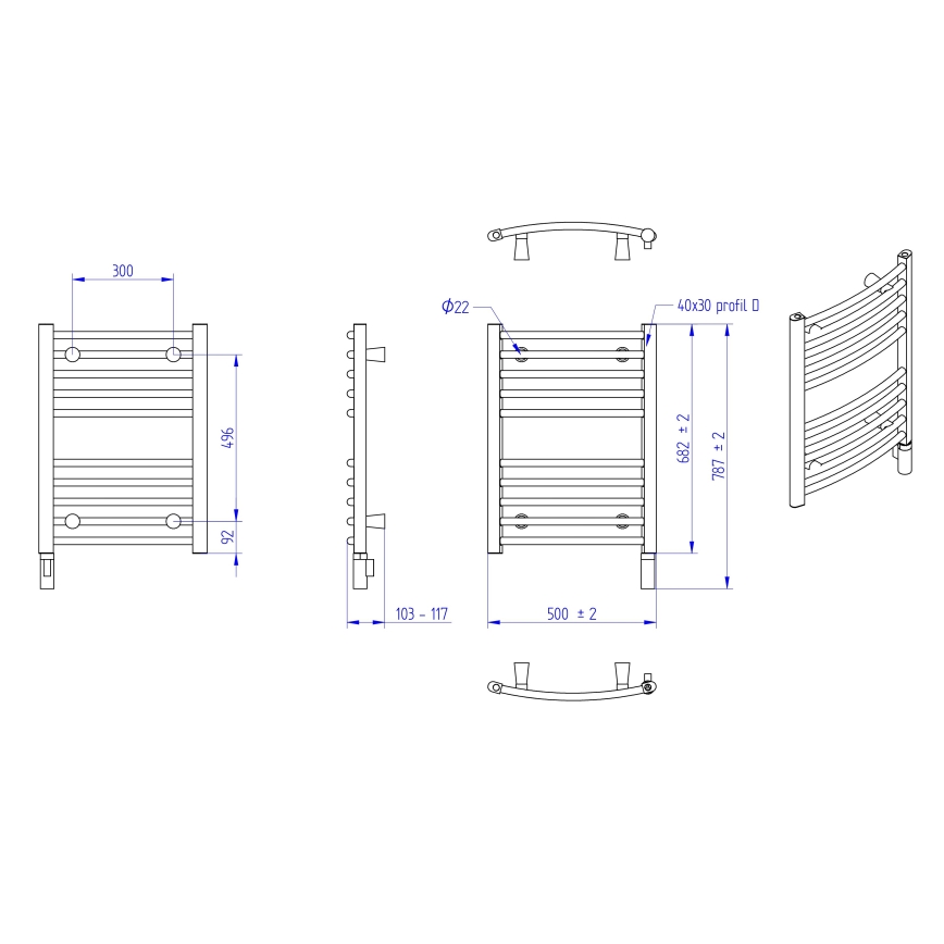 Instal Projekt - Електрически радиатор за баня AMBRE 300 W 68 x 50 см, бял