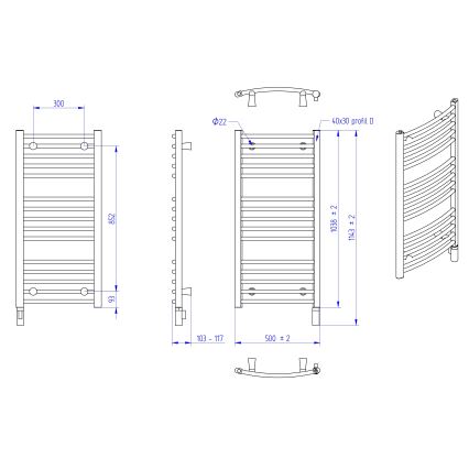 Instal Projekt - Електрически радиатор за баня AMBRE 400W 103x50 cm бял