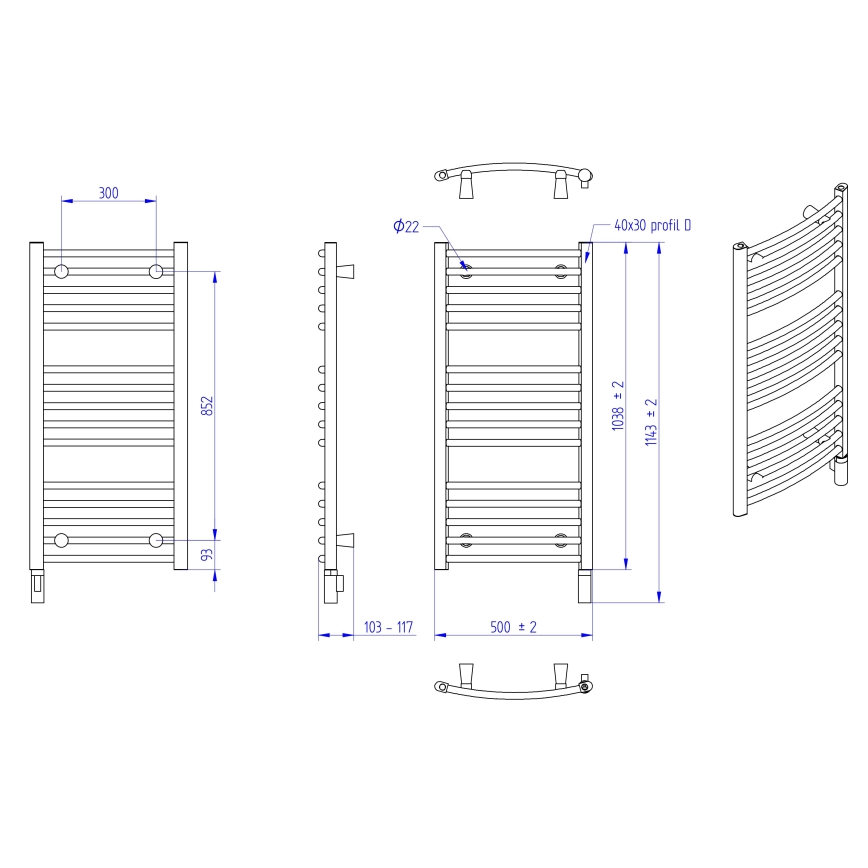 Instal Projekt - Електрически радиатор за баня AMBRE 400W 103x50 cm бял