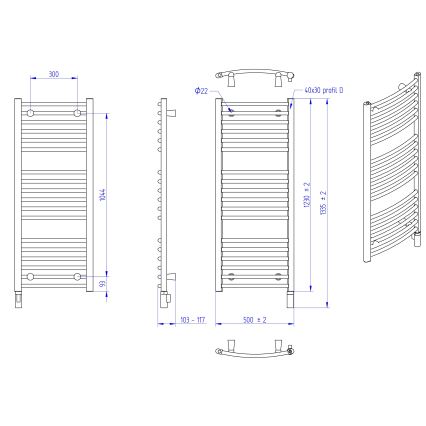 Instal Projekt - Електрически радиатор за баня AMBRE 400W 123x50 cm бял