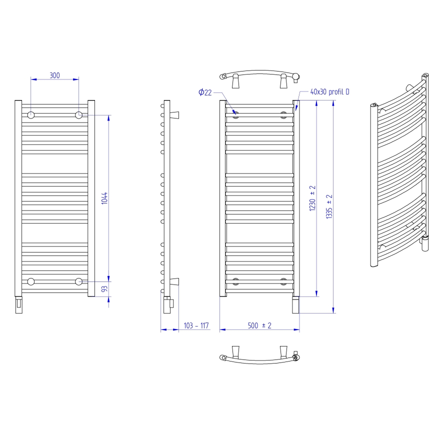 Instal Projekt - Електрически радиатор за баня AMBRE 400W 123x50 cm бял