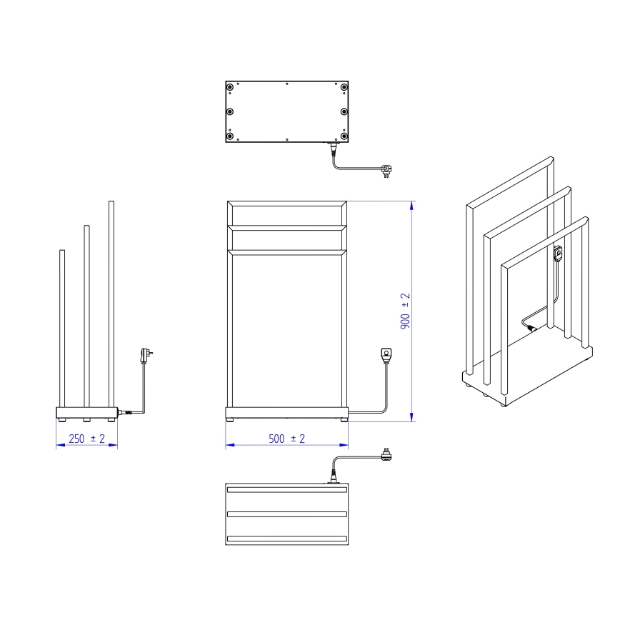 Instal Projekt - Електрически сушилник за хавлии MOBE 105 W 90x50 см, черен