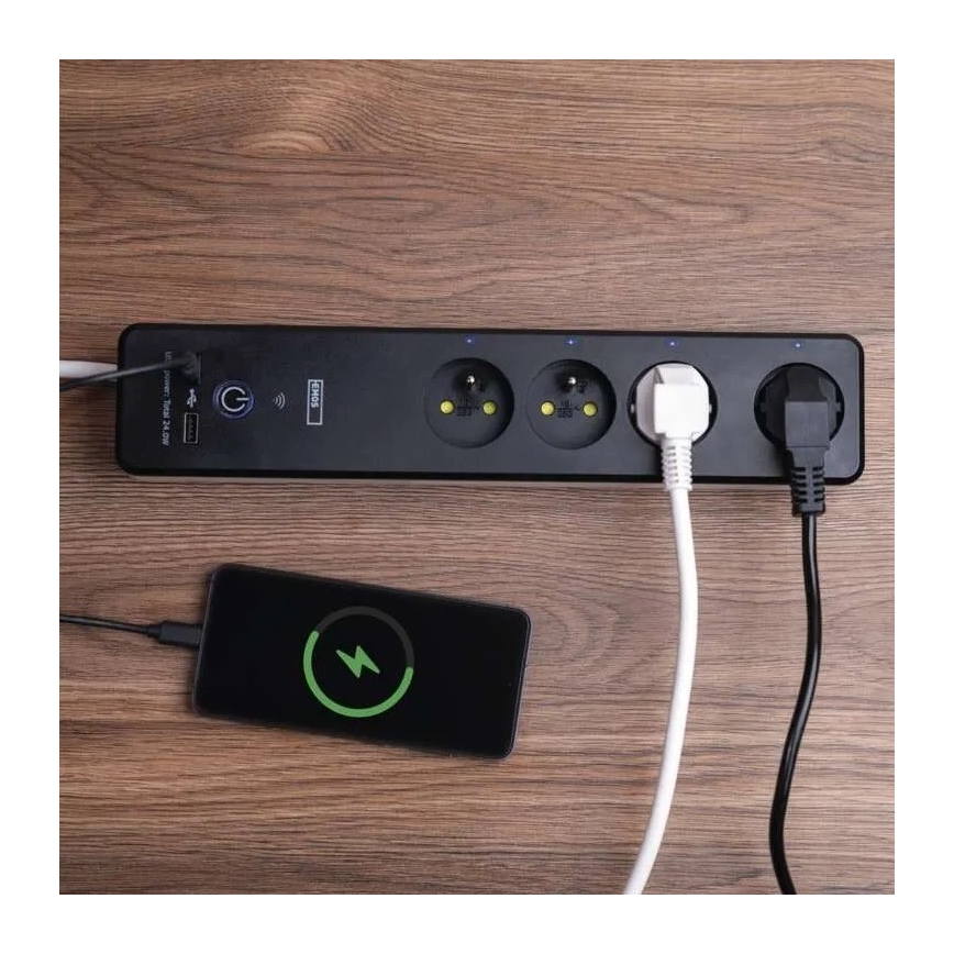 Интелигентен разширение кабел с превключвател GoSmart 4Z + 1xUSB-A + 1xUSB-C 2 m Wi-Fi Tuya