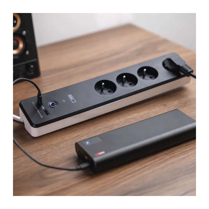 Интелигентен разширение кабел с превключвател GoSmart 4Z + 1xUSB-A + 1xUSB-C 2 m Wi-Fi Tuya