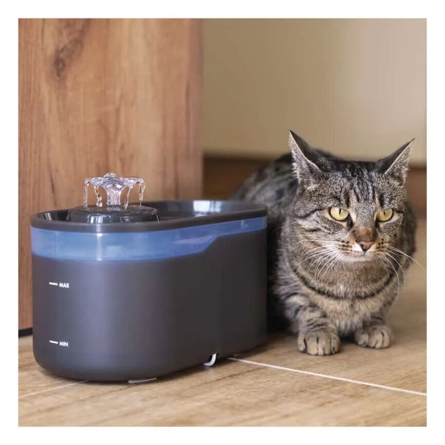 Интелигентен воден фонтан за домашни любимци 2,6 l/5V сив Wi-Fi