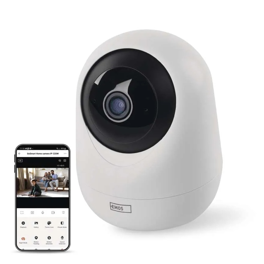 Умна вътрешна въртяща се камера с датчик за движение GoSmart 5V Wi-Fi Tuya бяла