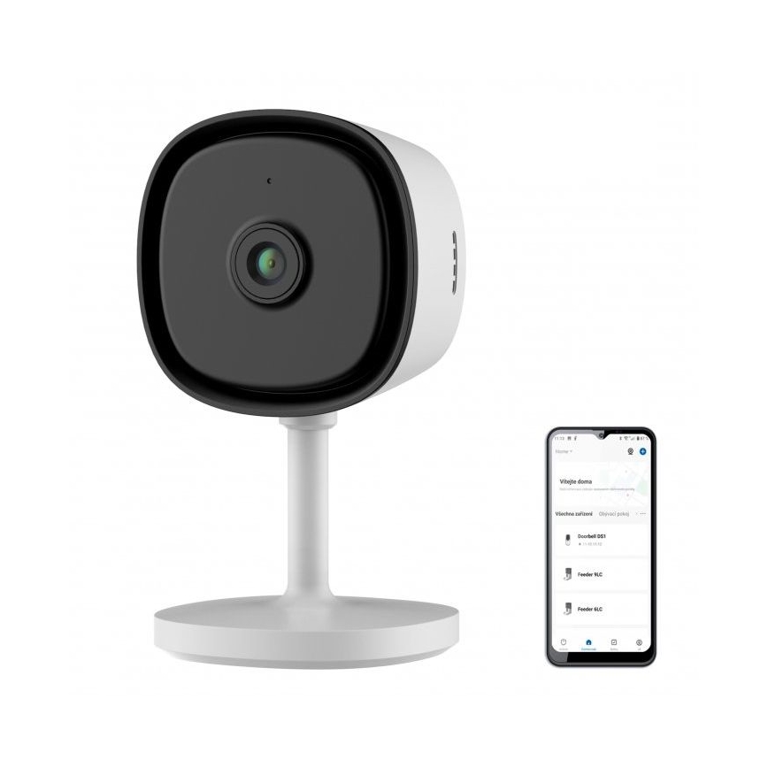 Интелигентна вътрешна камера със сензор Full HD 1080p, 5V захранване, Wi-Fi, съвместима с Tuya, бяла