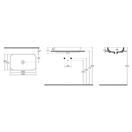 Isvea - Мивка за плот AQUA 60x38 см керамика/бяла
