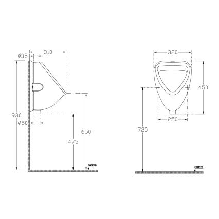 Isvea - Писоар с горно водоподаване, керамичен/бял