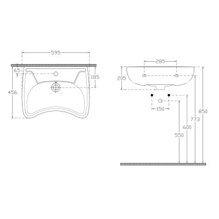 Isvea - Подвесна мивка за хора с увреждания 45,6x59,5 cm керамика/бяла
