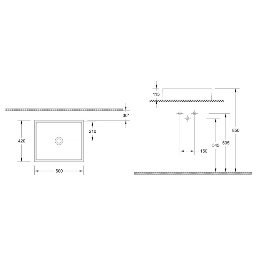 Isvea - умивалник за плот PURITY 50x42 cm керамичен/бял