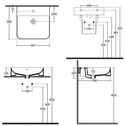 Isvea - Умивалник за плот/за окачване SOTT AQUA 50x50 см керамичен, бял